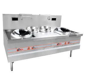 Équipement hôtelier Cuisinière à induction 2-Wok 2 casseroles arrière Gamme Wok électromagnétique à induction chinoise Gamme Wok