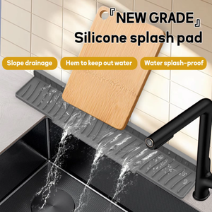 OEM ODM Silicone <b>Kitchen</b> Sink Splash Guard Faucet Mat with Drip Catcher Tray Multipurpose Dish Drying Mats and <b>Sponge</b> - Product Image 5