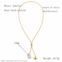 Collier pendentif abeille en perle baroque, laiton plaqué or, chaîne longue de 56 cm, bijoux de style Lyst pour femmes