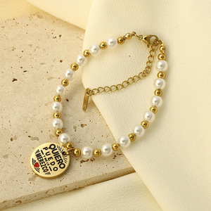Baroque Freshwater Pearl <b>Beaded</b> <b>Bracelet</b> Gold <b>Charm</b> Women's Jewelry Gift - Product Image 2
