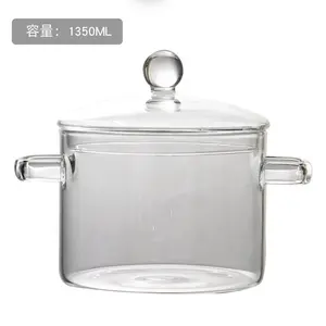 Hete Verkoop Food-Grade Hittebestendige Glazen Kookpot Helder Glas Soeppot Met Deksel Voor Kookplaat Magnetron Huishoudelijke Artikelen
