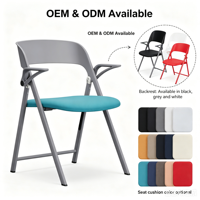 Chaise de conférence pliante moderne avec structure en fer, roulettes mobiles et base en plastique, assise en mousse haute densité, chaise pliante mobile