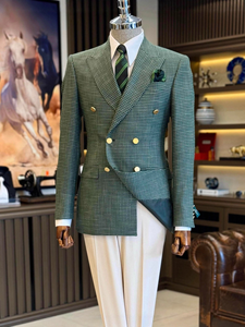 Trajes de Pantalón para <span class=keywords><strong>Hombre</strong></span> a Medida, Corte Entallado, Doble Botonadura, 100% Algodón, Estilo Americano/Británico, Esmoquin para Bodas, Novios, Negocios, Fiestas, Graduaciones - Product Image 1