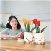 Pot bunga oranye penjualan laris lembut Plushie lembut mainan Super lembut bantal pas badan tanaman ketat teman
