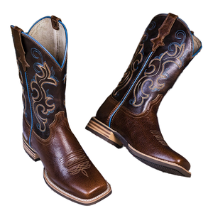 Botas de Moda para Mujer, Estilo Occidental, con Punta Cuadrada Cosida, Tacón Bajo, Media Caña, Vaqueras, Térmicas, para la Nieve - Product Image 1