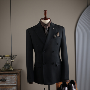 Costume d'affaires rayé de qualité supérieure pour <span class=keywords><strong>homme</strong></span>, <span class=keywords><strong>blazer</strong></span> imprimé croisé pour hommes, idéal pour les garçons d'honneur, ensembles pour hommes grandes tailles - Product Image 5