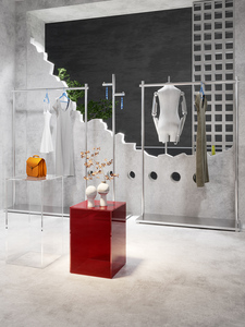 Moda moderna per ragazze negozio di <span class=keywords><strong>abbigliamento</strong></span> Interior Design su misura indumento in metallo argento infissi Rack per <span class=keywords><strong>abbigliamento</strong></span> di moda - Product Image 4