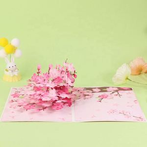 การ์ดอวยพรแบบป๊อปอัพลายดอกพีชตัดด้วยเลเซอร์ 3 มิติ ขายส่ง - Product Image 3