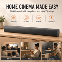 Barre de son 2.1 canaux pour TV 200W avec BT 5.3, HD ARC, DSP Audio, USB, AUX et entrée optique
