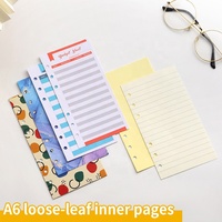 6 anneaux feuilles mobiles A6 recharge papier insert budget enveloppe cahier à spirale budget planificateur feuilles budget classeur accessoires