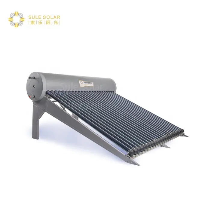 Pressurised solar water heater with evacuated tube collector and water tank hot water solar geyser price