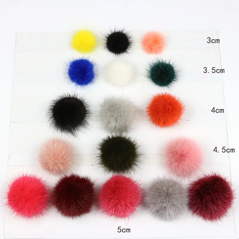 wholesale custom size winter 3cm large fluffy oem animal rabbit faux real fox fur balls pompom for key chain hats with snap