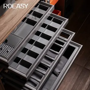 Roeasy卧室壁橱拉出抽屉衣柜配件收纳盒首饰盒皮革衣柜首饰盒