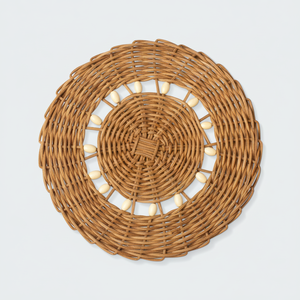 Ensemble de 8 étagères de présentation chic tissées circulaires florales pour panier mural - Product Image 1