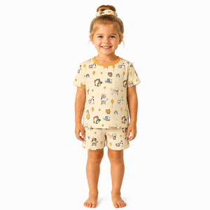 Pijama Infantil de Bambu Manga Curta e Calça Curta, Conjunto Macio e Confortável para Meninas 0-8 Anos - Product Image 1