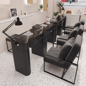 Black <b>Pedicure</b> Massage Chair with Manicure Table Nail Salon Furniture <b>Set</b> Spa <b>Pedicure</b> Station LED Foot Basin Armrest Tray - Product Image 4