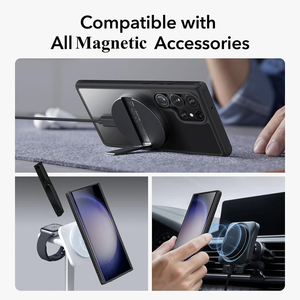 Funda de teléfono magnética para <span class=keywords><strong>Samsung</strong></span> <span class=keywords><strong>S23</strong></span> <span class=keywords><strong>Ultra</strong></span> <span class=keywords><strong>Plus</strong></span> 22, fundas móviles negras transparentes, funda trasera híbrida clásica resistente al amarilleo - Product Image 6