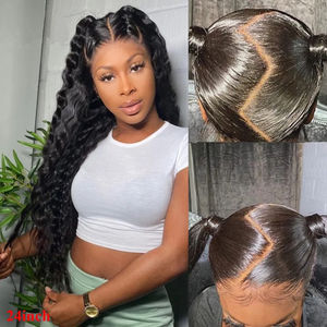 <span class=keywords><strong>Peluca</strong></span> brasileña suelta <span class=keywords><strong>de</strong></span> onda profunda rizada 360 Frontal <span class=keywords><strong>de</strong></span> encaje prearrancado con <span class=keywords><strong>peluca</strong></span> Remy <span class=keywords><strong>de</strong></span> pelo <span class=keywords><strong>de</strong></span> bebé - Product Image 1