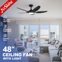 Ventilador de Techo 1stshine de 48 Pulgadas con 5 Aspas, 6 Velocidades, Ecológico, Control Inteligente por Aplicación, con Luz LED, Color Negro, Gran Venta