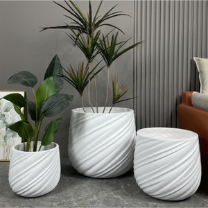 Macetas blancas grandes de 26/35/46cm de diámetro, maceta redonda de fábrica al por mayor para el hogar, jardín, macetas de arcilla de fibra para interiores y exteriores - Product Image 2