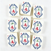160 pièces de mahjong américain en acrylique blanc pur à simple couche avec motifs sur le thème des animaux et de la nature, version pour le divertissement familial