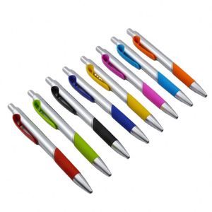 Silver Matte ABS Click Ballpoint <b>Pen</b> With Wave Texture Colorful Rubber Anti Slip Grip Advertising <b>Pen</b> Custom Logo - Product Image 1