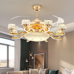 Nuevos faros invisibles para sala <span class=keywords><strong>de</strong></span> estar, candelabro para dormitorio y comedor, luces <span class=keywords><strong>de</strong></span> ventilador eléctrico <span class=keywords><strong>de</strong></span> cristal <span class=keywords><strong>de</strong></span> frecuencia variable Nórdica - Product Image 1