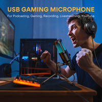 Nouveau microphone de jeu RGB MAONO avec contrôle de gain, microphone de bureau, microphone pour podcast, microphone USB pour les joueurs, microphones de jeu