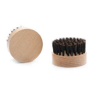 Индивидуальная круглая деревянная щетка, 360 изогнутая жесткая мягкая щетина для бороды