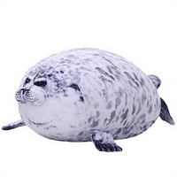 Nouvelle Coussin de Canapé en Peluche Créatif en Forme de Phoque d'Osaka - Rembourrage Doux en Polyester, Design Animal Marin Adorable, Thème Kaiyukan, 31cm-50cm, Unisexe
