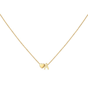 Collier en forme de cœur avec lettre A, breloque en alliage de zinc, bijoux à porter au quotidien, cadeau - Product Image 1