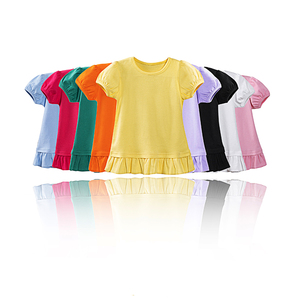 Camiseta esencial para niña, manga corta, mangas abullonadas, picardías, Túnica, camiseta, blusa básica, camisetas personalizadas para niña de cumpleaños de años de 2017 - Product Image 6