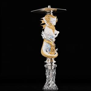 Cachimba Decorativa de Resina y Acero Inoxidable de 60 cm con Diseño Artístico de Corona Marina para Exhibición en Salones de Hotel - Product Image 1