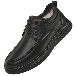 Chaussures habillées en cuir véritable à lacets, bout rond, semelle extérieure en caoutchouc, doublure en peluche isolante, pour l'automne, le bureau et les occasions professionnelles - Product Image 4