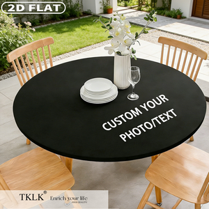 Funda de mesa redonda ajustable de spandex elástico para cócteles, personalizada <span class=keywords><strong>con</strong></span> foto, texto o logotipo - Product Image 3