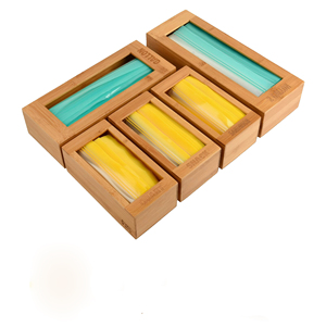 Trending Products 2021 New Arrivals Kitchen Bamboo Ziplock Bag Storage Organizer for Variety Size Ziplock Bags