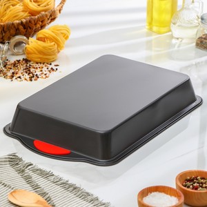 Không dính bakeware trung sâu thép carbon nướng chảo bánh mì khuôn hình chữ nhật <span class=keywords><strong>Baking</strong></span> <span class=keywords><strong>Pan</strong></span> Ổ <span class=keywords><strong>Pan</strong></span> cho lò nướng với <span class=keywords><strong>Silicone</strong></span> xử lý - Product Image 3