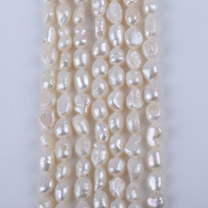 Perles de culture d'eau douce baroques roses naturelles de 6-7 mm pour DIY, épingles à cheveux, bracelets, avec trous droits des deux côtés, perles en forme de bouton - Product Image 2