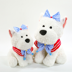 Peluche de Perro Personalizado, Juguete de Peluche Suave, Cachorro Blanco con Lazo, para Regalo Infantil y Decoración del Hogar - Product Image 3