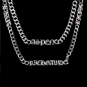 2024 Fashion Jewelry Cuban Chain Necklace Stainless Steel Name Pendant Customize Name Necklace For Men Jewelry