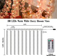 Guirlande lumineuse en fleurs de cerisier, fleurs artificielles, guirlande suspendue en soie pour intérieur/extérieur, décoration de mariage, fête, maison, chambre à coucher, rose