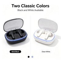Écouteurs TWS OEM/ODM à moule privé V5.3, Écouteurs sans fil avec coque transparente, Stéréo véritable sans fil, Casque de jeu Type-C