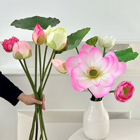 Nouvelle fleur de lotus artificielle en soie PPS, feuille de lotus pour la décoration des tables de mariage