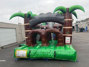 Nhiệt đới Inflatable thương mại Nhà bị trả lại trượt Combo Rừng Nhiệt Đới chướng ngại vật Bouncer và trượt Combo - Product Image 3