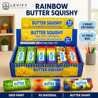 Jouet Squishy en PU à montée lente, motif grille arc-en-ciel, imprimé, pour le soulagement du stress et la relaxation des mains au bureau au quotidien