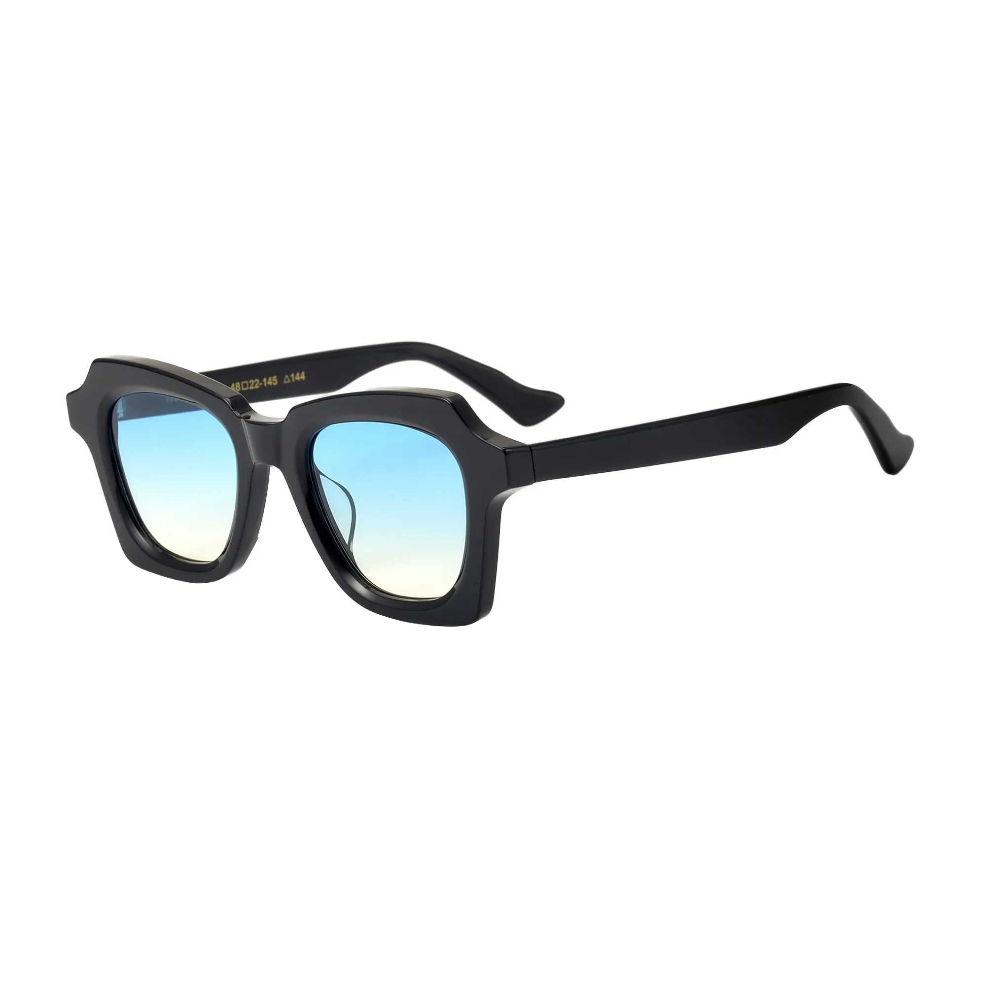 Acetate Designer Big Frame Black Vintage Square Sun Glasses UV400 Sunglasses