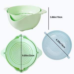 Colador de cocina de doble capa sin BPA con mango giratorio de acero inoxidable, colador de ensalada de PP de grado alimenticio con flujo de agua - Product Image 2