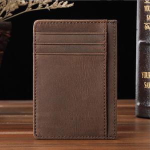 Porta carte d'identità in pelle di cavallo pazzo tascabile sottile di marca OEM <span class=keywords><strong>portafogli</strong></span> porta carte da uomo sottili - Product Image 5