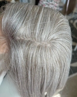 Perruques Lace Front Cheveux Humains Européens Bruts Casher Couleur Poivre et Sel Gris Blanc Base Soie Effet Cuir Chevelu Réel pour Femmes Âgées
