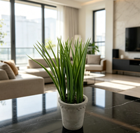Bonsaï en herbe artificielle, plante en pot petite et éco-responsable avec des feuilles hautement réalistes pour la décoration intérieure